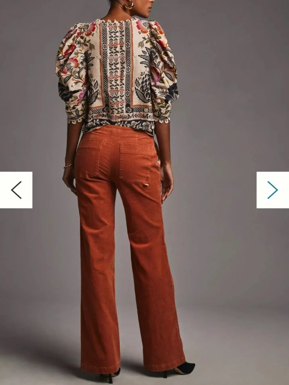 Maeve Anthropologie Wide-Leg Thin Corduroy Trousers US 16 Orange NWOT - Picture 4 of 11
